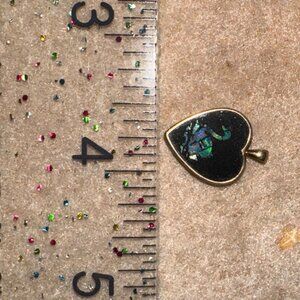 14 KT Gold Onyx Swan Opal Heart Pendant